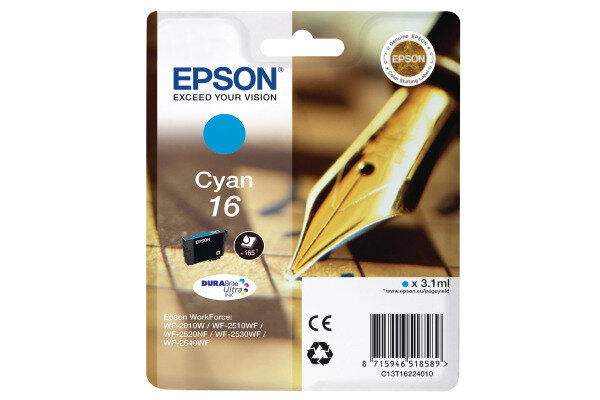 EPSON Cartouche dencre 16 cyan T162240 WF 2010/2540 165 pages