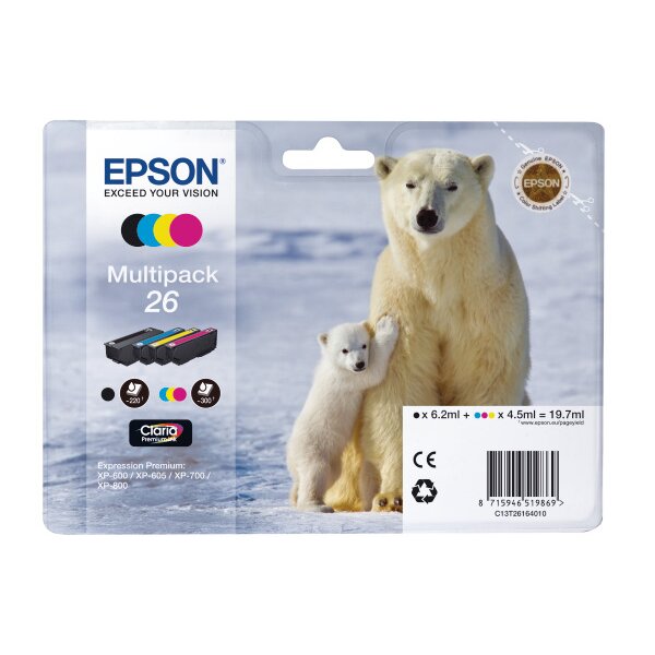 EPSON Multipack Encre CMYBK T261640 XP 700/800 300/220 pages