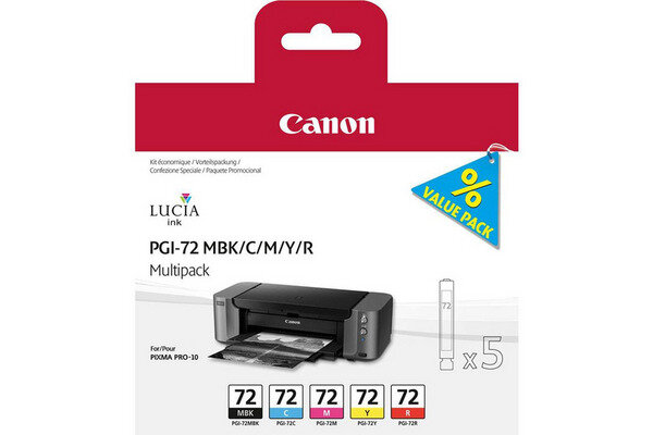 CANON Multipack encre MBK/CMY/R PGI-72MUL PIXMA Pro-10 5x14ml