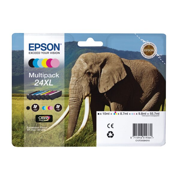 EPSON Multipack Tinte 24XL 6-color T243840 XP 750/850 6x500 Seiten