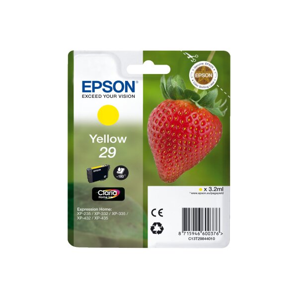 EPSON Tintenpatrone 29 yellow T298440 XP-235/335/435 180 Seiten