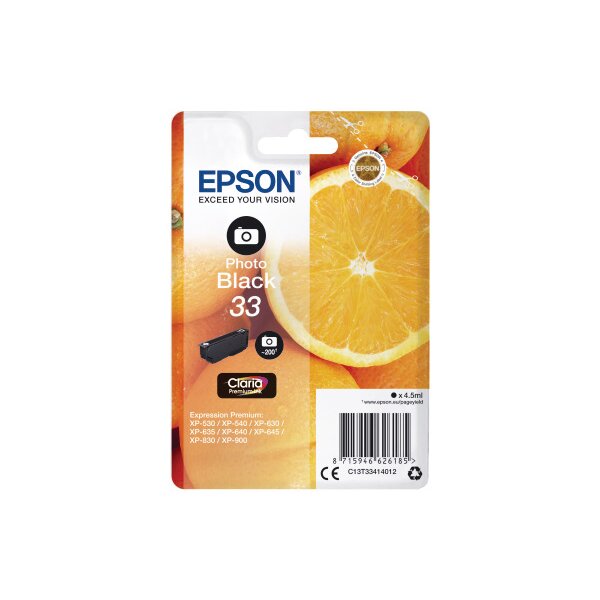 EPSON Tintenpatrone 33 photo schwarz T334140 XP-530/630/830 200 Seiten