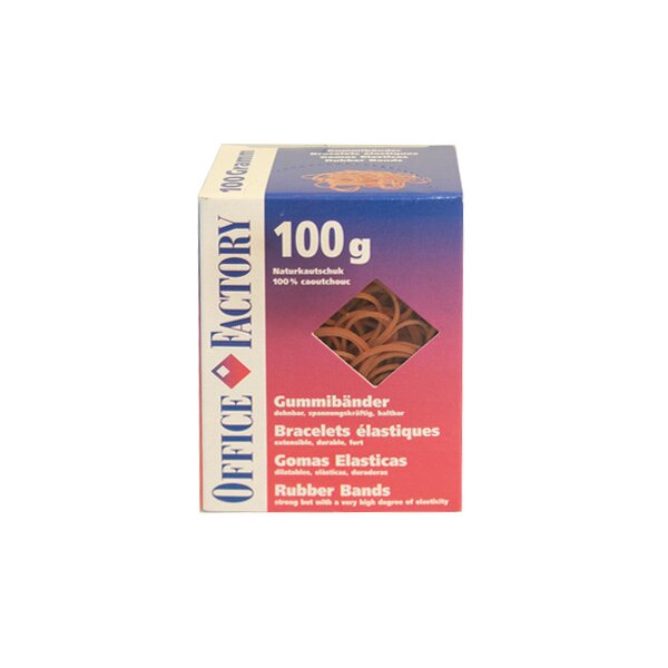 SMART OFFICE Bande &eacute;lastiques 100x3mm 601134 marron, &oslash;70mm 100g