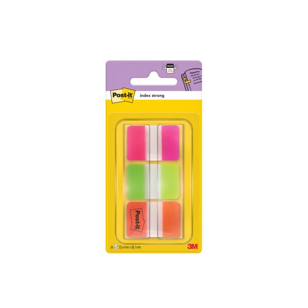 POST-IT Index Strong 25,4x38mm 686-PGOT 3-farbig/3x12 Tabs