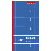 herlitz Formularbuch Bonbuch 801, 90 x 198 mm, sortiert