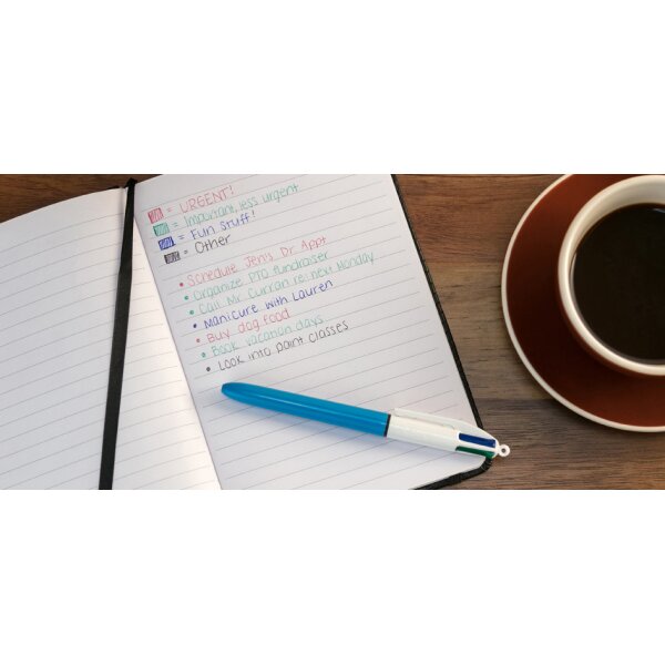 BIC Stylo à bille rétractable 4Colours, tracé: 0,32 mm