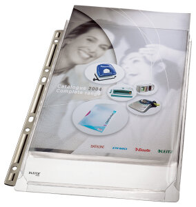 LEITZ Maxi Prospekthüllen Stabil, A4, PVC, genarbt,...