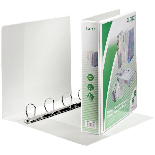 LEITZ Classeur de pr&eacute;sentation &agrave; anneaux, format A4+, blanc,