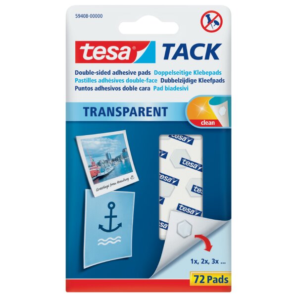 tesa TACK Pastilles adhésives, double face, transparent