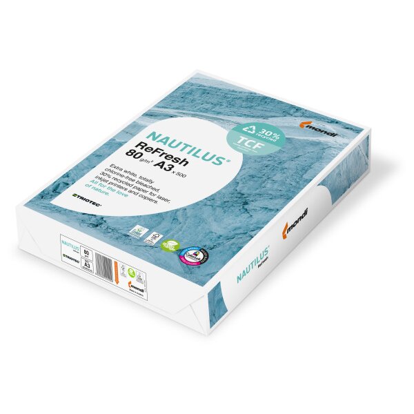 NAUTILUS REFRESH Papier &agrave; copier FSC A3 88078257 Recycling, 80 g SB 500 flls.