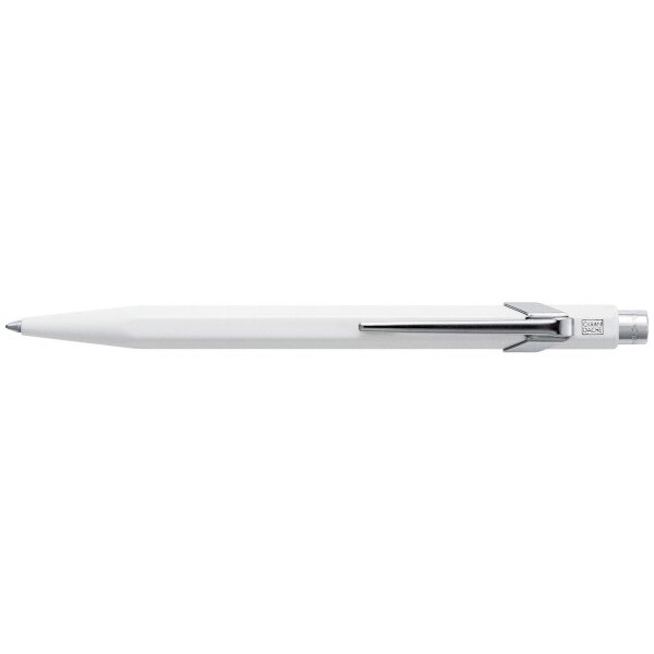 CARAN DACHE Stylo à bille 849 Metall 849.001 blanc, refill., écriture bleu