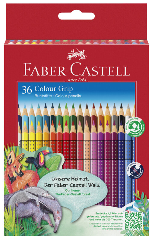FABER-CASTELL Dreikant-Buntstifte Colour GRIP, 36er Etui