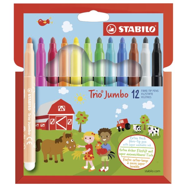 STABILO Feutre Trio Jumbo, étui en carton de 12