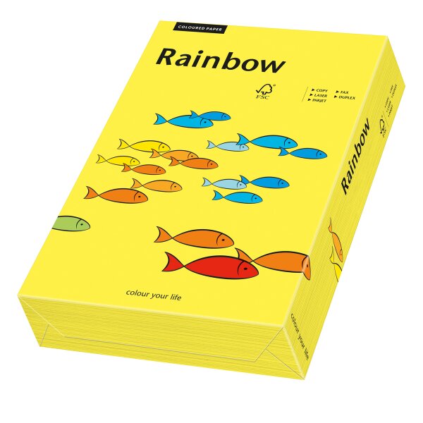 RAINBOW Papier couleur jaune moyen A4 160g - 1 Palette (50000 Feuilles)