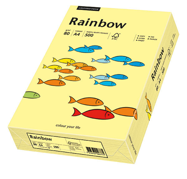 RAINBOW Farbpapier hellgelb A4 120g - 1 Karton (1250 Blatt)