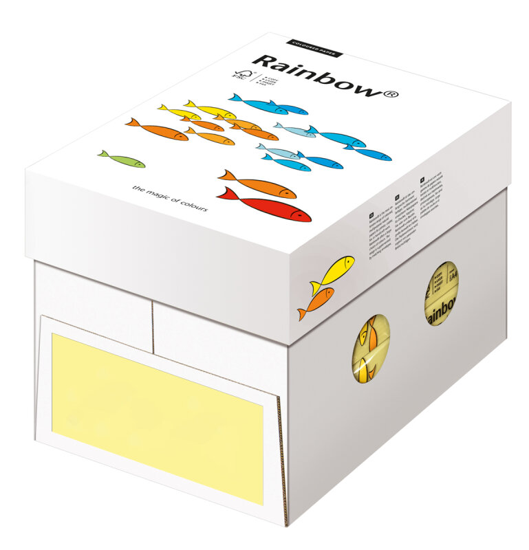 RAINBOW Farbpapier hellgelb A4 160g - 1 Karton (1250 Blatt)
