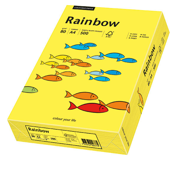 RAINBOW Farbpapier mittelgelb A4 80g - 1 Karton (2500 Blatt)