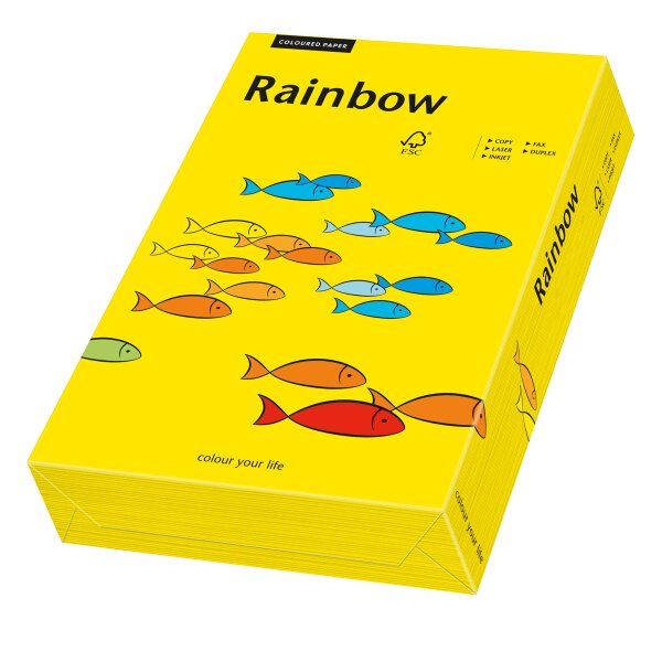 RAINBOW Papier couleur jaune intense A3 80g - 1 Carton (2500 Feuilles)
