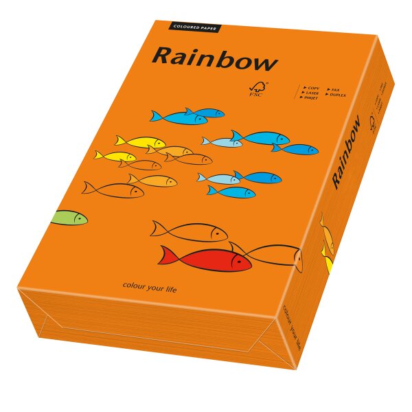 RAINBOW Papier couleur orange intense A3 80g - 1 Carton (2500 Feuilles)