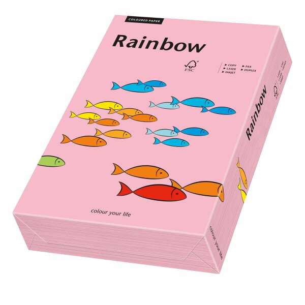 RAINBOW Papier couleur rose A4 160g - 1 Carton (1250 Feuilles)