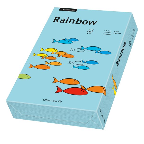 RAINBOW Papier couleur bleu moyen A4 160g - 1 Carton (1250 Feuilles)
