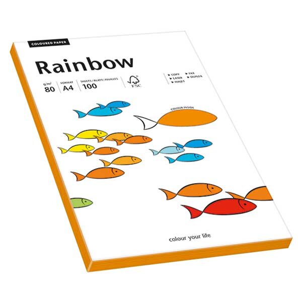 RAINBOW Papier couleur orange fluo A4 80g - 1 Carton (2000 Feuilles)
