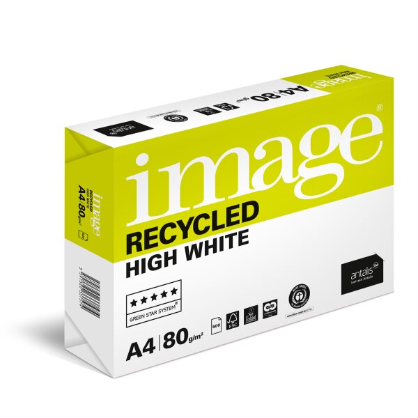 IMAGE Recycled High White Papier recyclé A4 80g - 1 Carton (2500 Feuilles)