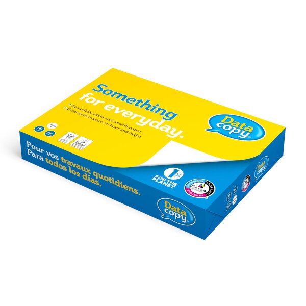 DATA COPY Papier Premium perforé 4-fois extra blanc A4 80g - 1 Carton (2500 Feuilles)