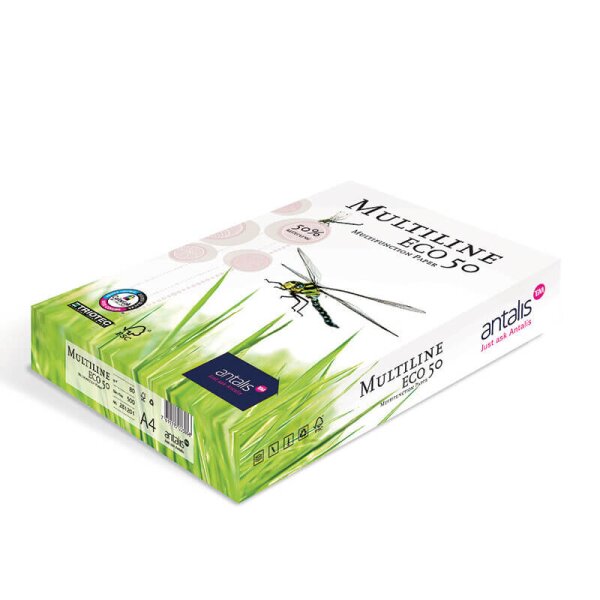 MULTILINE Eco 50 Papier écologique A4 80g - 1 Carton (2500 Feuilles)