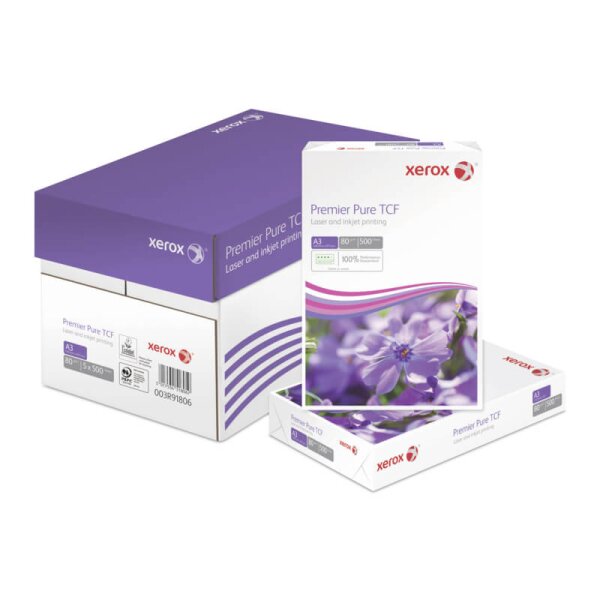 XEROX Premier Pure TCF Businesspapier weiss A3 80g - 1 Palette (50000 Blatt)